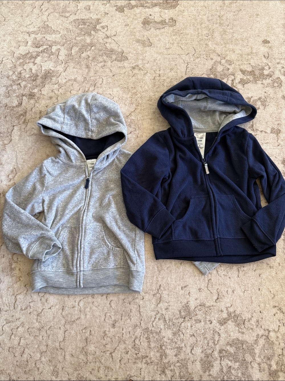 2 - Simple Joys Kids Hoodie Zip Jacket - Gray & Navy - 24 months
